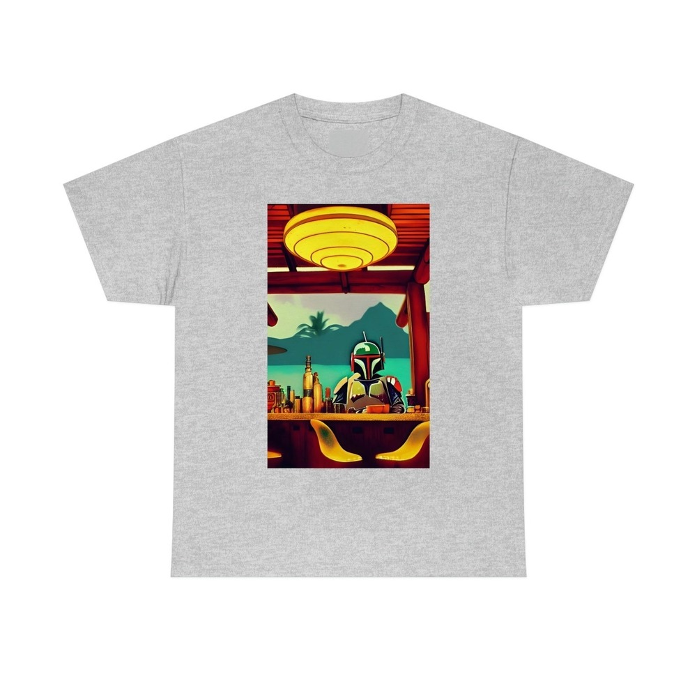 Boba Fett At The Tiki Bar - Star Wars Tiki Shirt Ash Grey Unisex